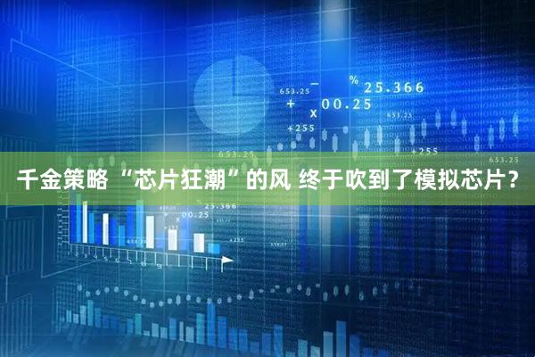 千金策略 “芯片狂潮”的风 终于吹到了模拟芯片？